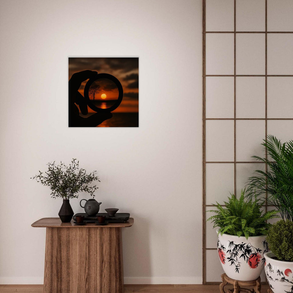 Sunset Through Camera Lens Wall Art – Photography Inspired Scenic Poster
