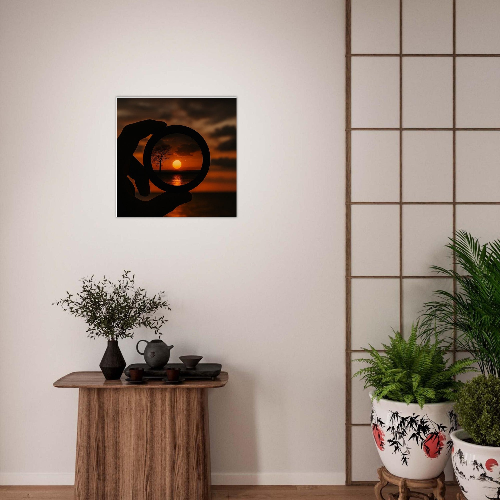 Sunset Through Camera Lens Wall Art – Photography Inspired Scenic Poster