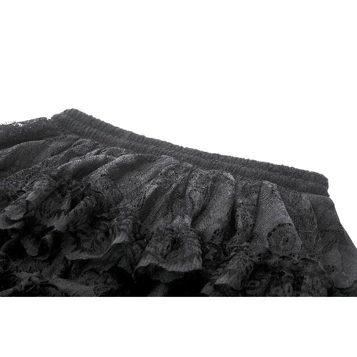 Dark in Love Belladonna Black Tiered Lace High-Low Goth Skirt