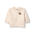 HelloBaby Boys Quilted Cardigan Zip Fastening Little Car Mandarin Collar Long Sleeve - Ecru