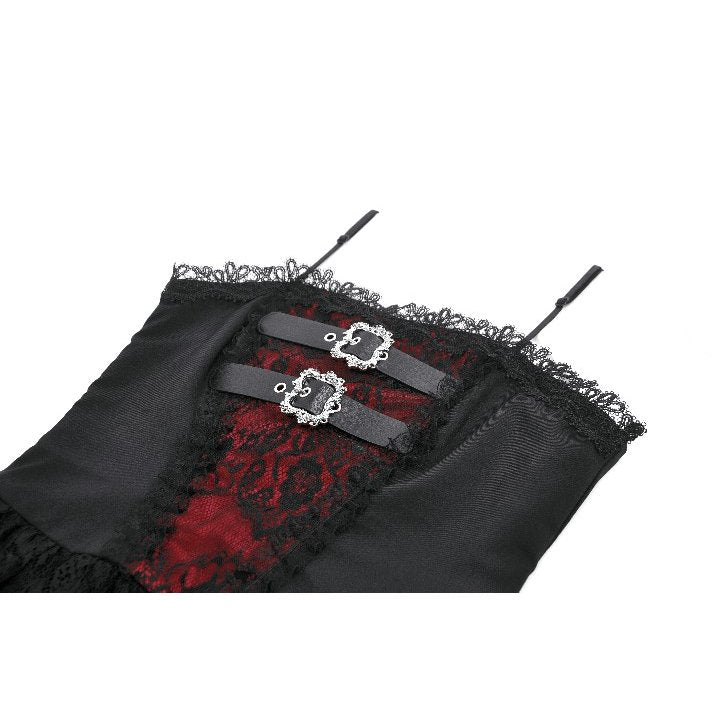 Dark in Love Crimson Shadow Layered Lace Cake Dress – Black and Red