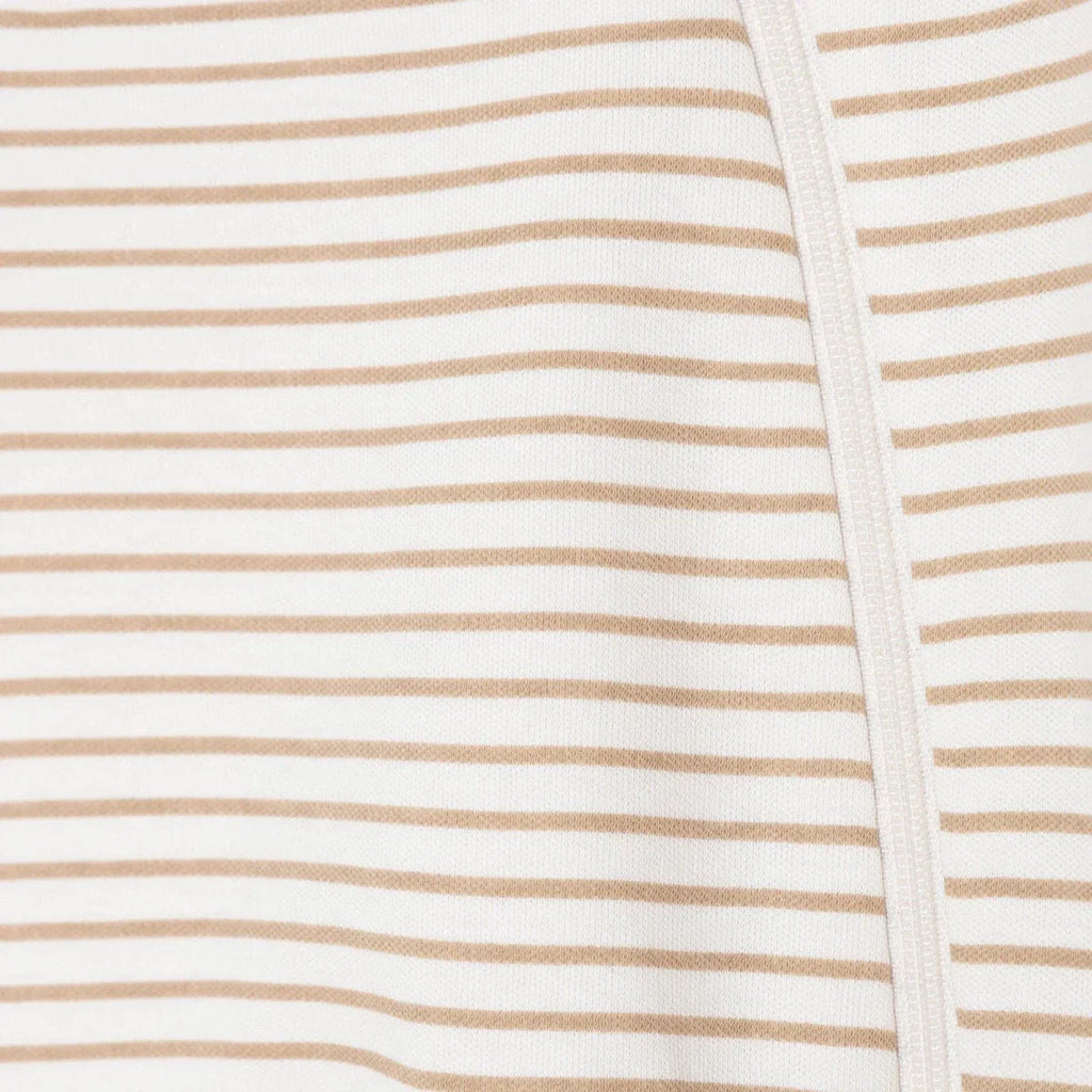 Baby Boy Footed Sleepsuit Striped Zip Fastening Crew Neck - Beige