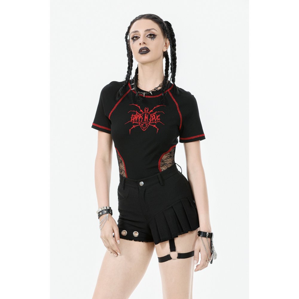 Dark in Love Gwen Black Pleated Garter Shorts – High-Waisted Goth