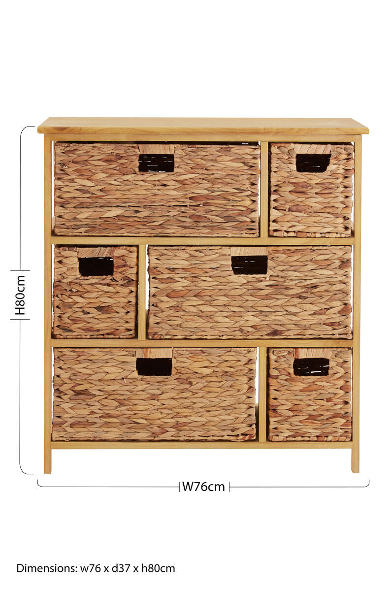 Orsina Padstow Storage Unit | 6 Water Hyacinth Woven Drawers