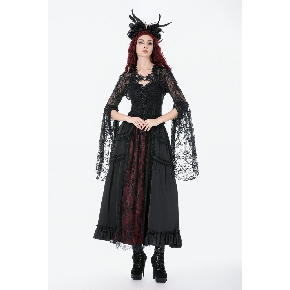 Dark In Love Lilith Gothic 3D Lace Bell Sleeve Cape – Floral Shrug