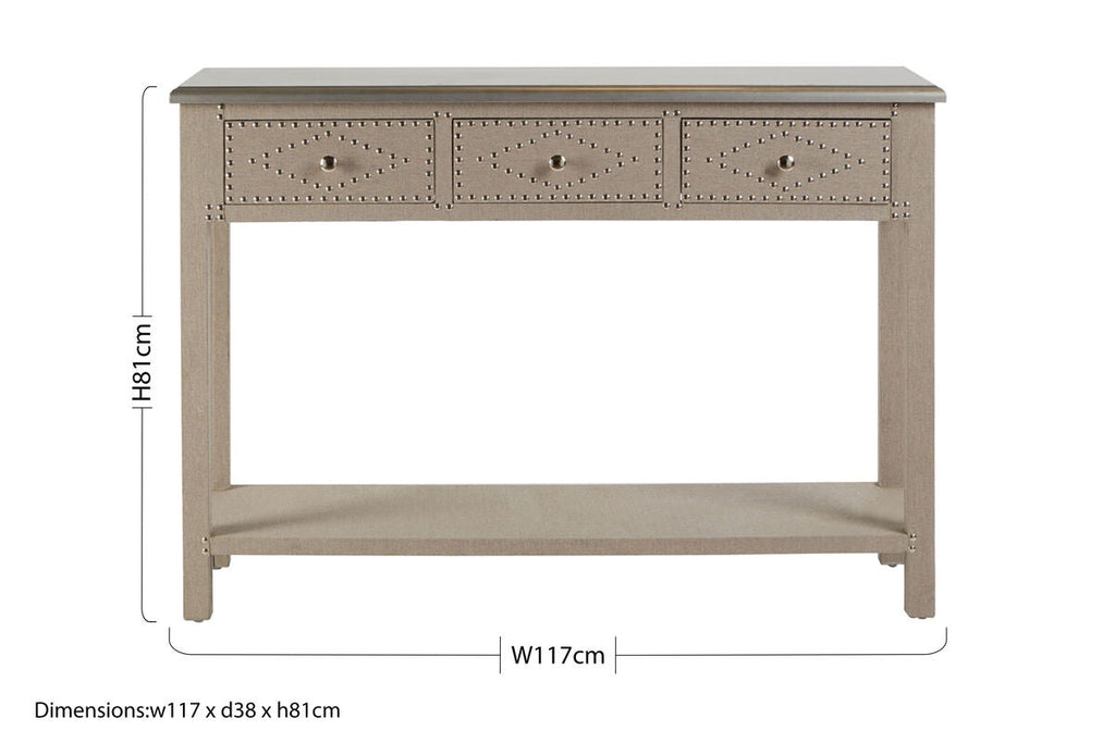Orsina Manhattan 3-Drawer Console Table – Silver Top Wooden Hallway Desk