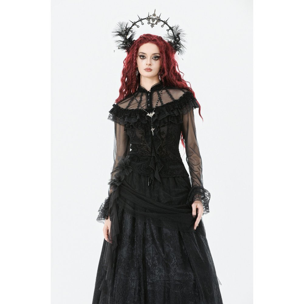 Dark In Love Seraphina Gothic Tulle Maxi Skirt – Black Lace Victorian