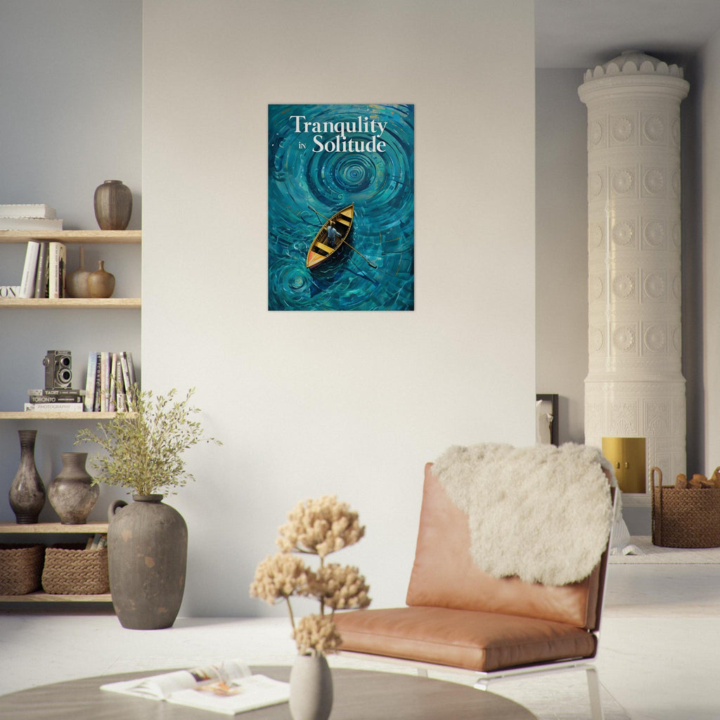 Surreal Boat Poster - Tranquility in Solitude - Stunning Teal Art Print