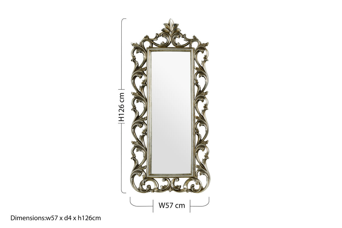 Orsina Adelere Champagne Wall Mirror – Carved Polyresin Rectangular Frame
