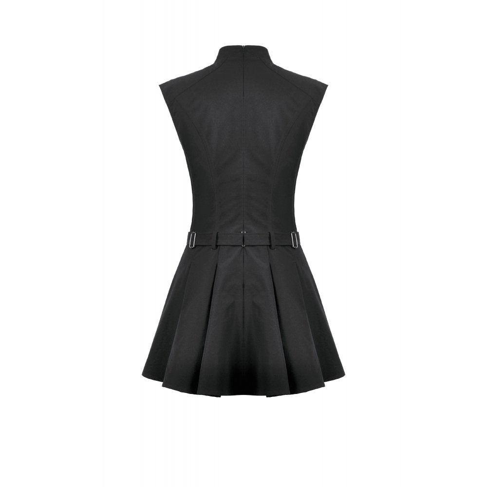Dark in Love Cassia Black Pleated Mini Dress – Buckled Goth Style