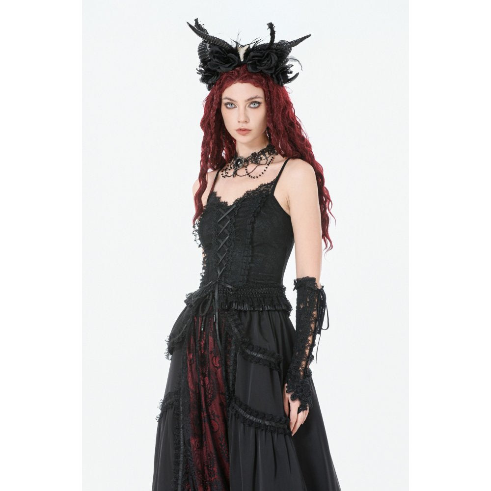 Dark in Love Black Lace Court Lace-Up Camisole | Gothic Corset Top