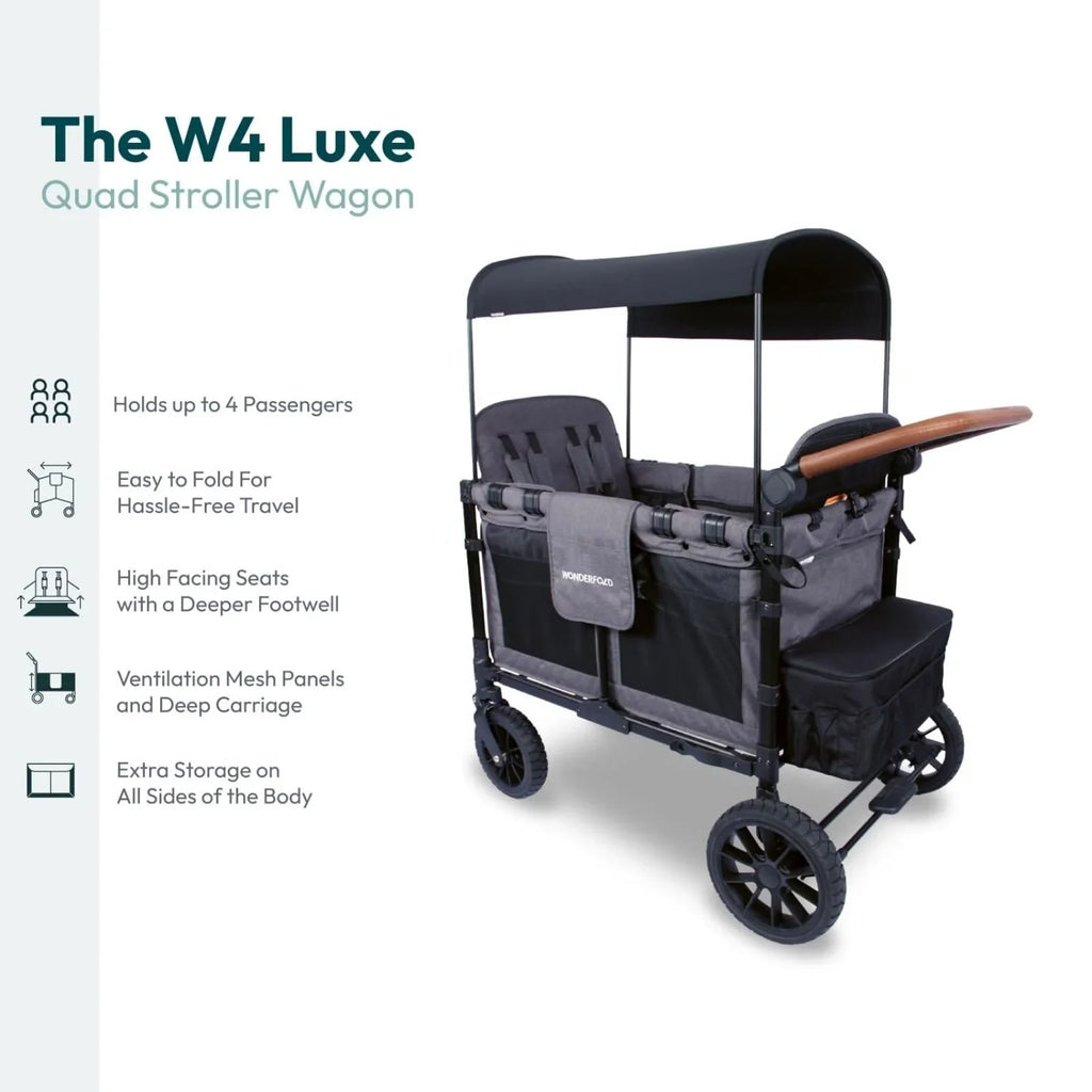Wonderfold W4 Luxe Pro Stroller Wagon - Charcoal Grey