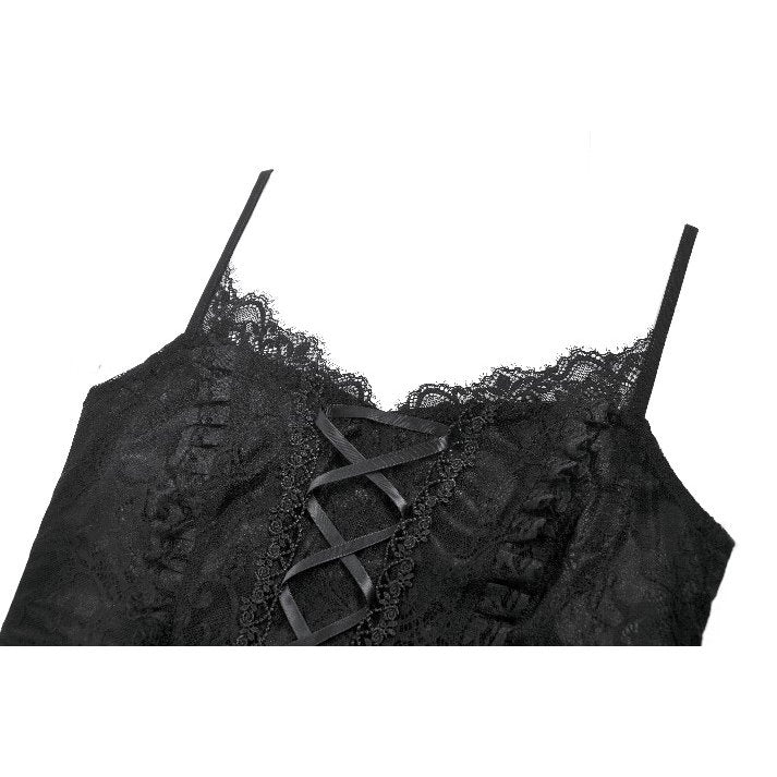 Dark in Love Black Lace Court Lace-Up Camisole | Gothic Corset Top