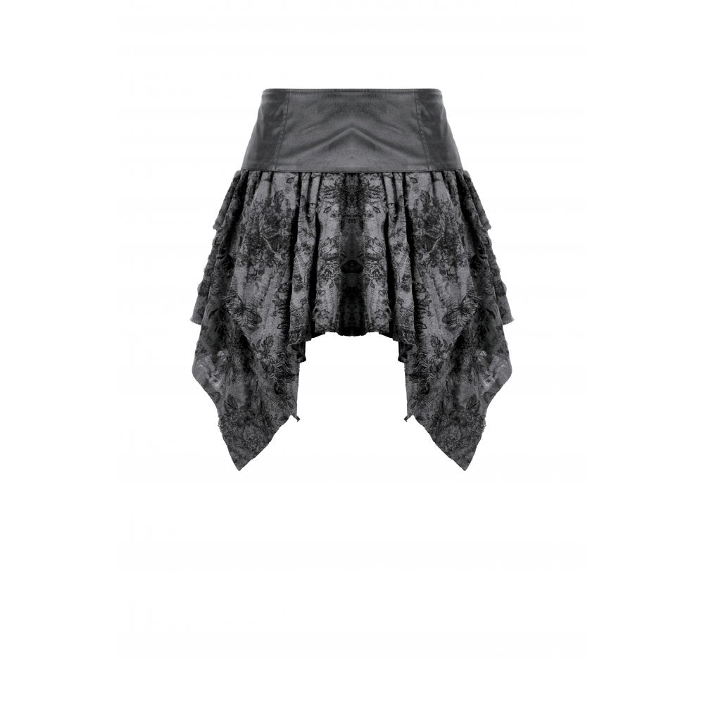 Dark in Love Elandra Goth Skirt – Layered Lace Handkerchief Hem