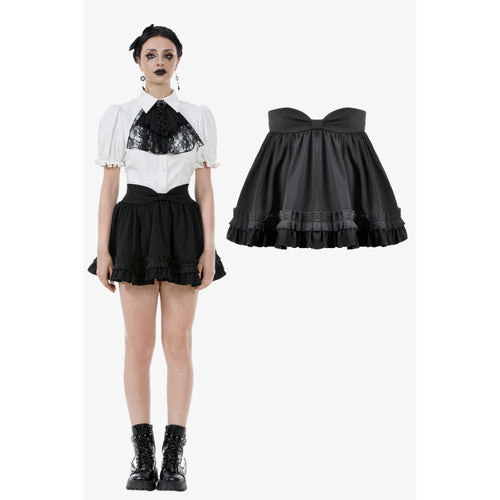 Dark in Love Black Ruffled Mini Skirt – High-Waisted Lolita Style