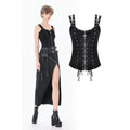 Dark in Love Punk Lace-Up Corset Top – Cotton Mesh Vest with Eyelets