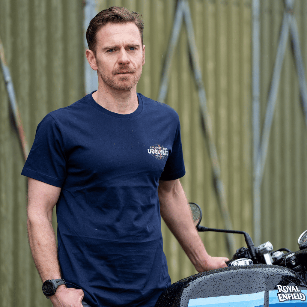 Uggly & Co Navy Union Jack Tee – Vintage Cotton British Racing Shirt