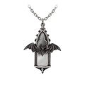Alchemy Gothic Bat Necklace – Pewter Cathedral Window Pendant