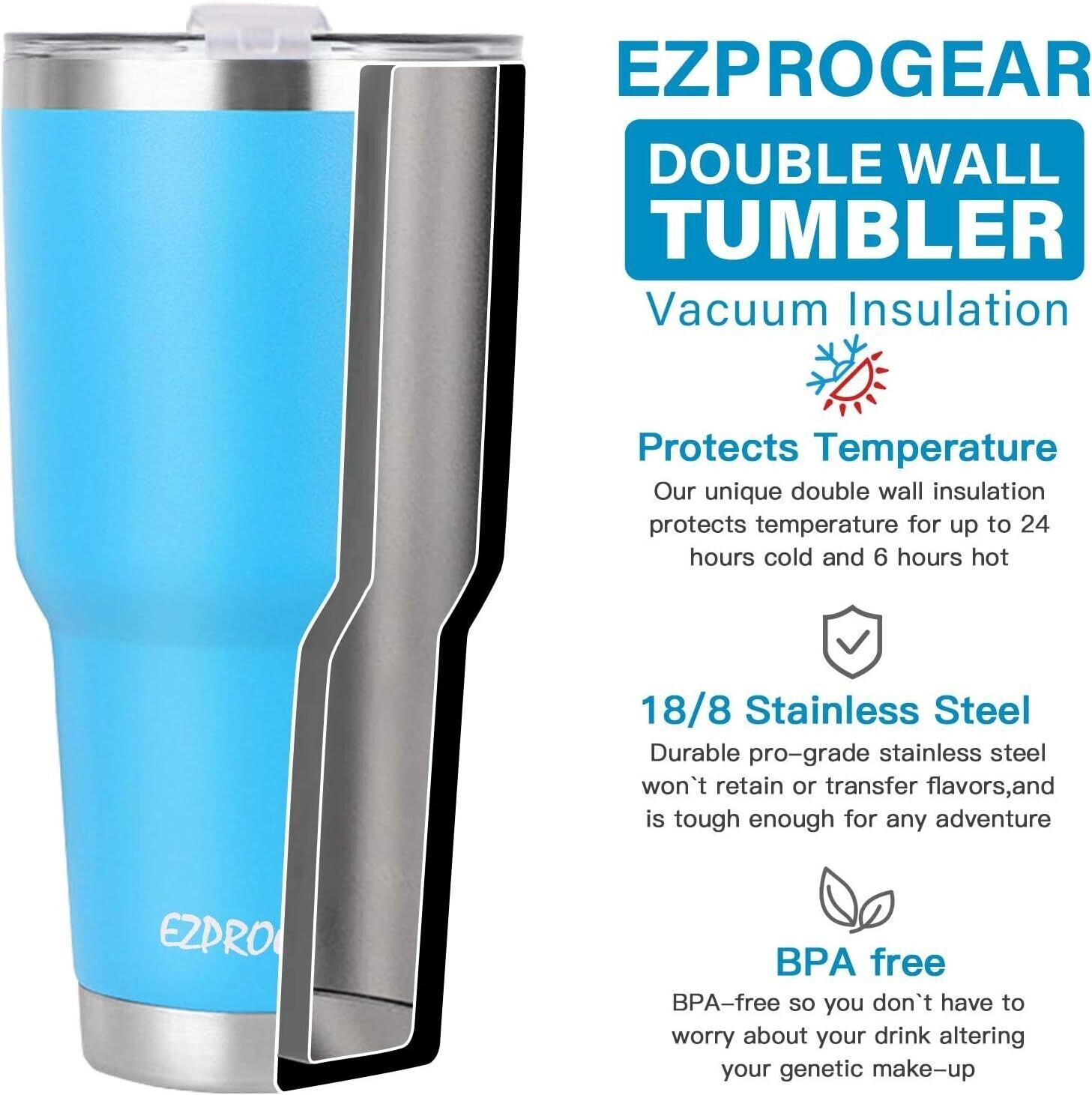 Ezprogear 40oz Stainless Steel Tumbler | Vacuum Insulated with Straw