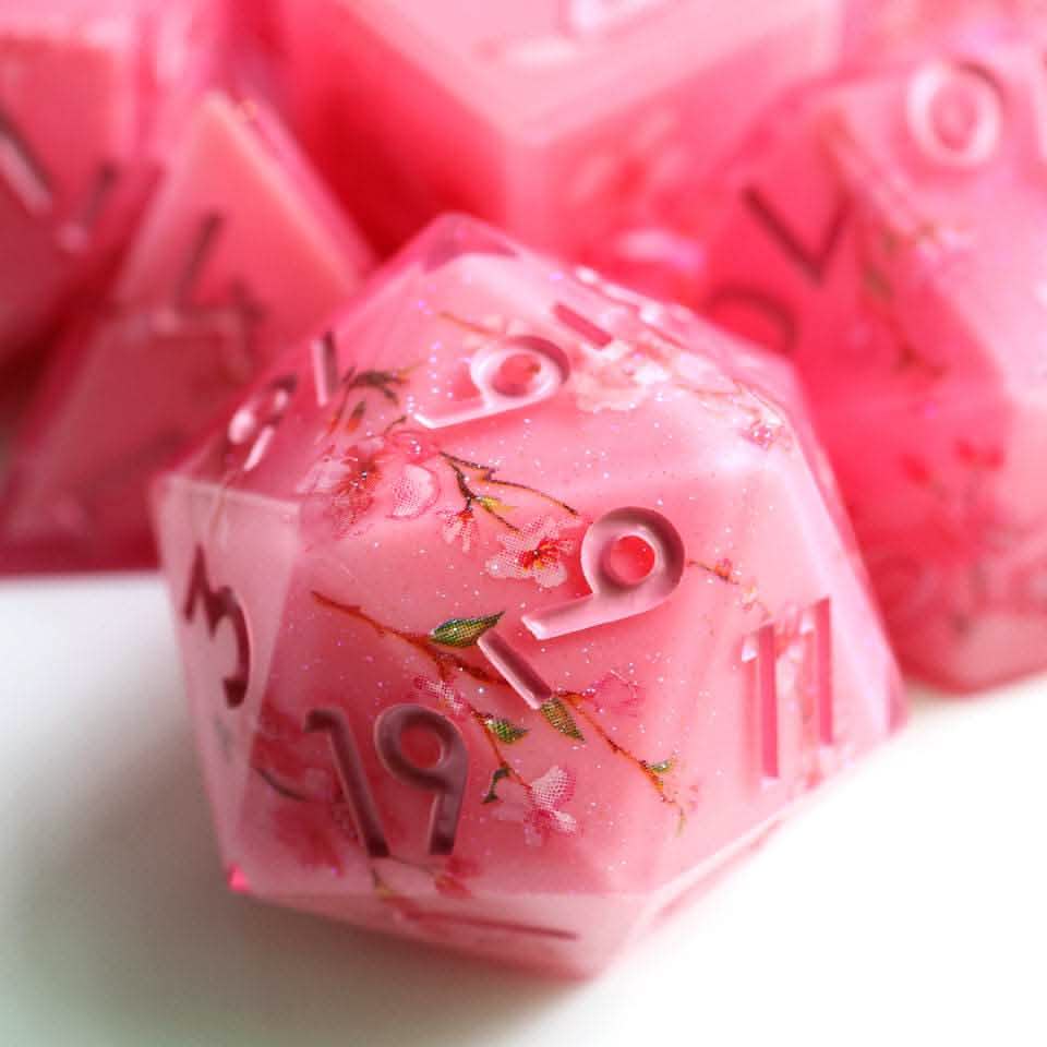 Candied Blossom | Sharp Edge Dice | Resin | 7 Piece Set