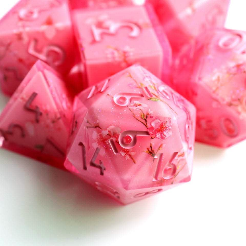 Candied Blossom | Sharp Edge Dice | Resin | 7 Piece Set