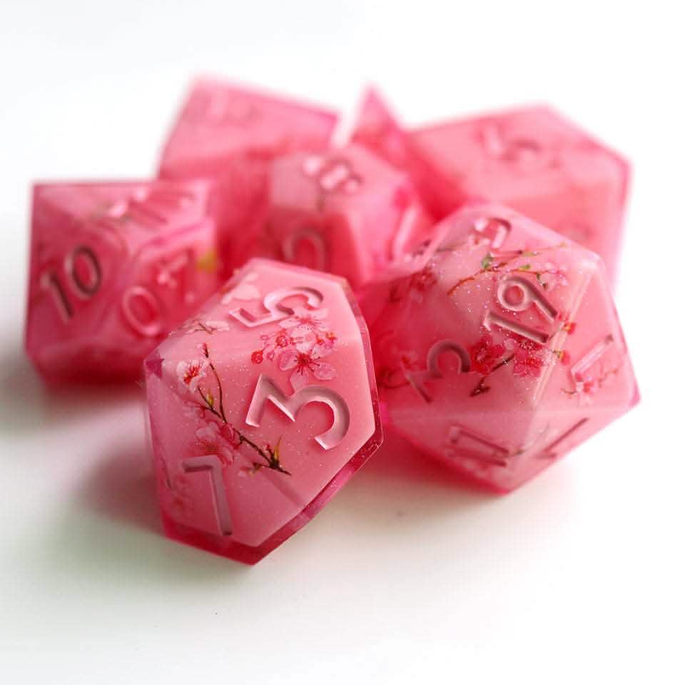 Candied Blossom | Sharp Edge Dice | Resin | 7 Piece Set
