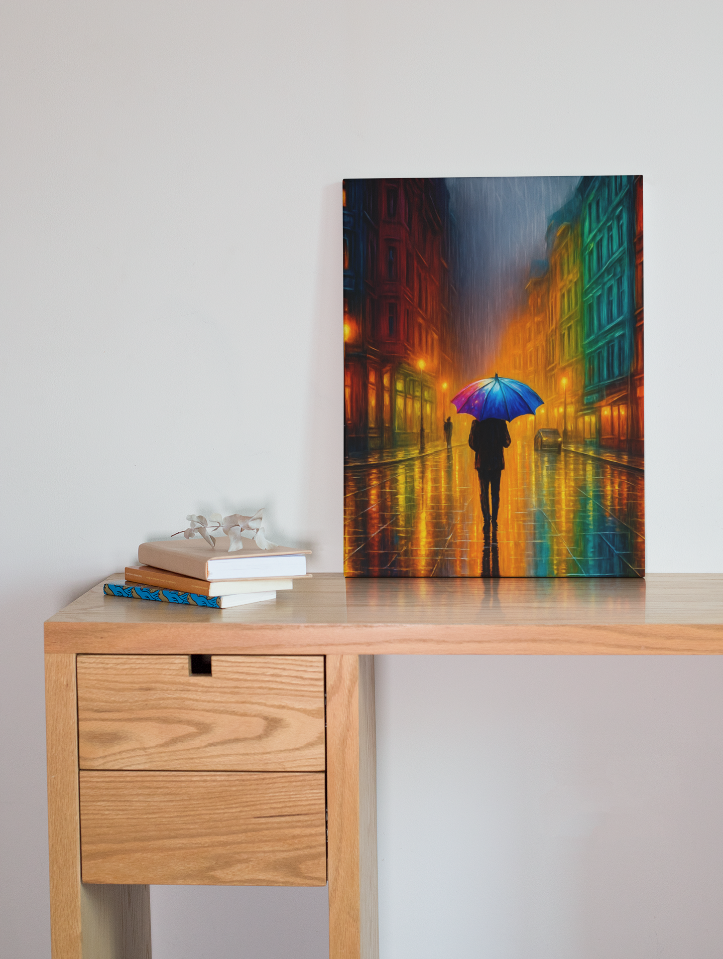 Reflections in the Rain Wall Art – Moody Urban Street Scene Poster