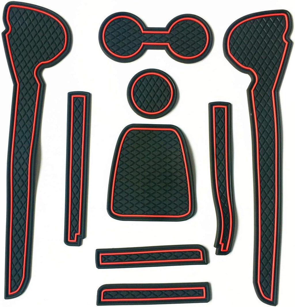 VW Polo 2011-2015 Non-Slip Interior Door & Cup Holder Mats - Red 9pcs
