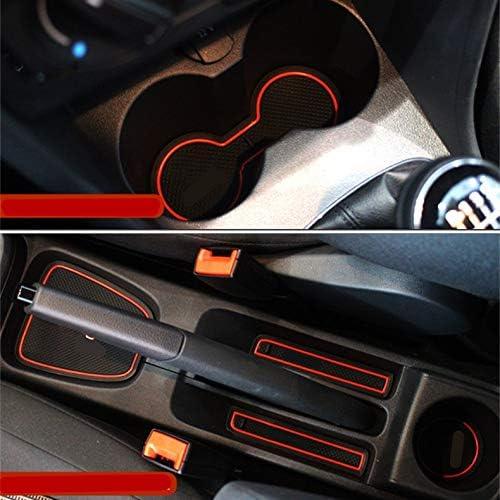 VW Polo 2011-2015 Non-Slip Interior Door & Cup Holder Mats - Red 9pcs