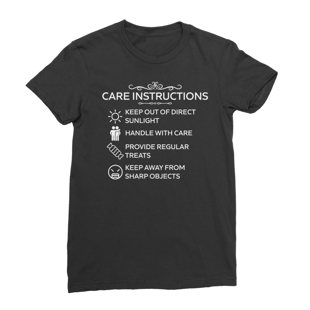 Kate's Clothing Care Instructions Funny Unisex Cotton T-Shirt – White Print