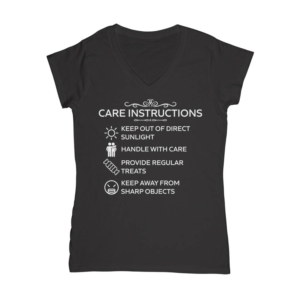 Kate's Clothing Care Instructions V-Neck T-Shirt | Fitted Cotton Tee