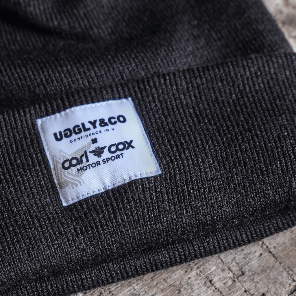Carl Cox Motorsport x Uggly&Co Icon Beanie – Black Cuffed Knit Hat