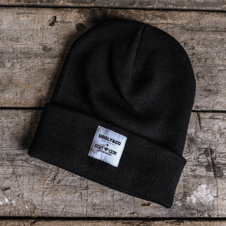 Carl Cox Motorsport x Uggly&Co Icon Beanie – Black Cuffed Knit Hat