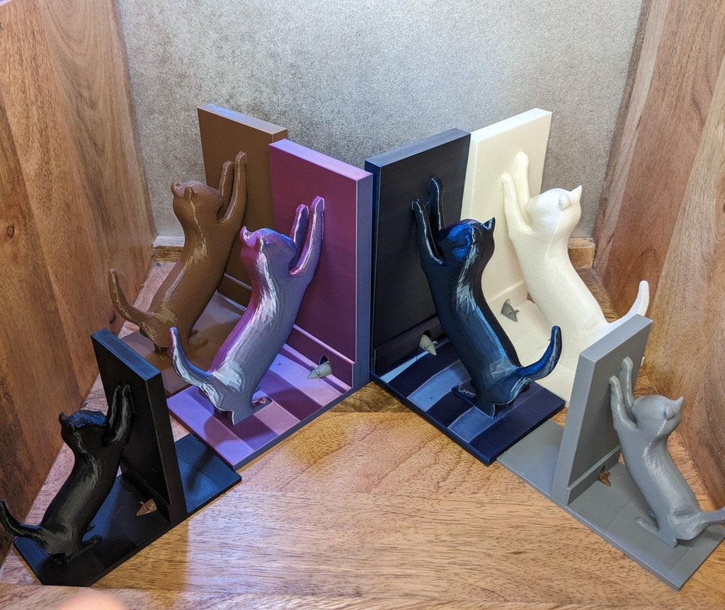 Chaddyverse Cat and Mouse 3D Printed Bookends – Eco-Friendly PLA