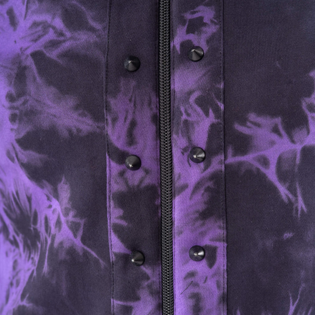 Heartless Catriona Black and Purple Tie Dye Fleece Hooded Jacket