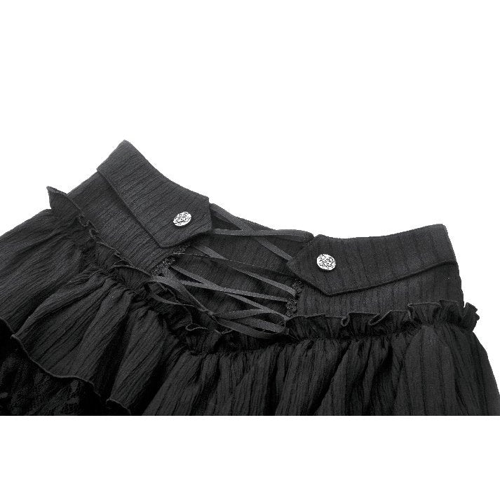 Dark in Love Cordelia Gothic High-Low Layered Skort - Black Lace