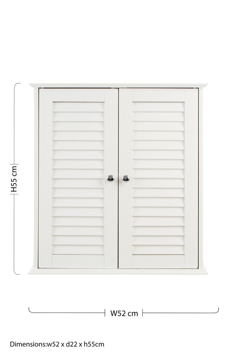 Orsina Shutter White Wood 2 Door Wall Cabinet | Modern Storage