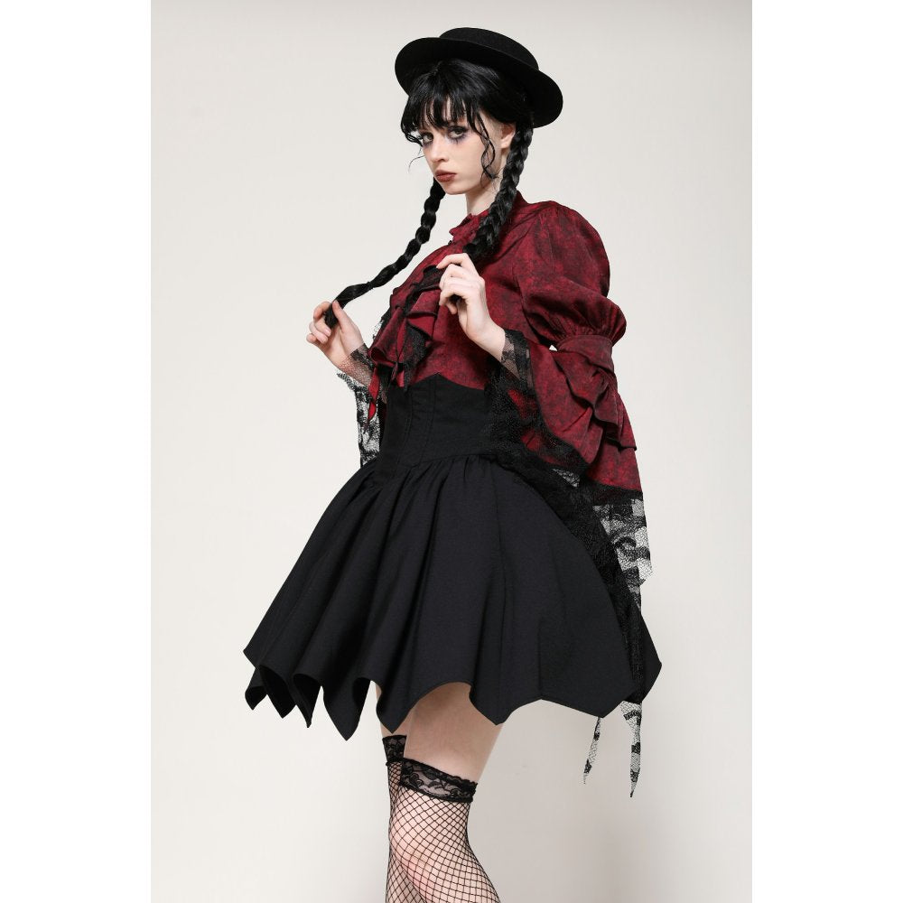 Dark in Love Keziah High Waisted Skirt – Bat Wing Hem Gothic Skirt