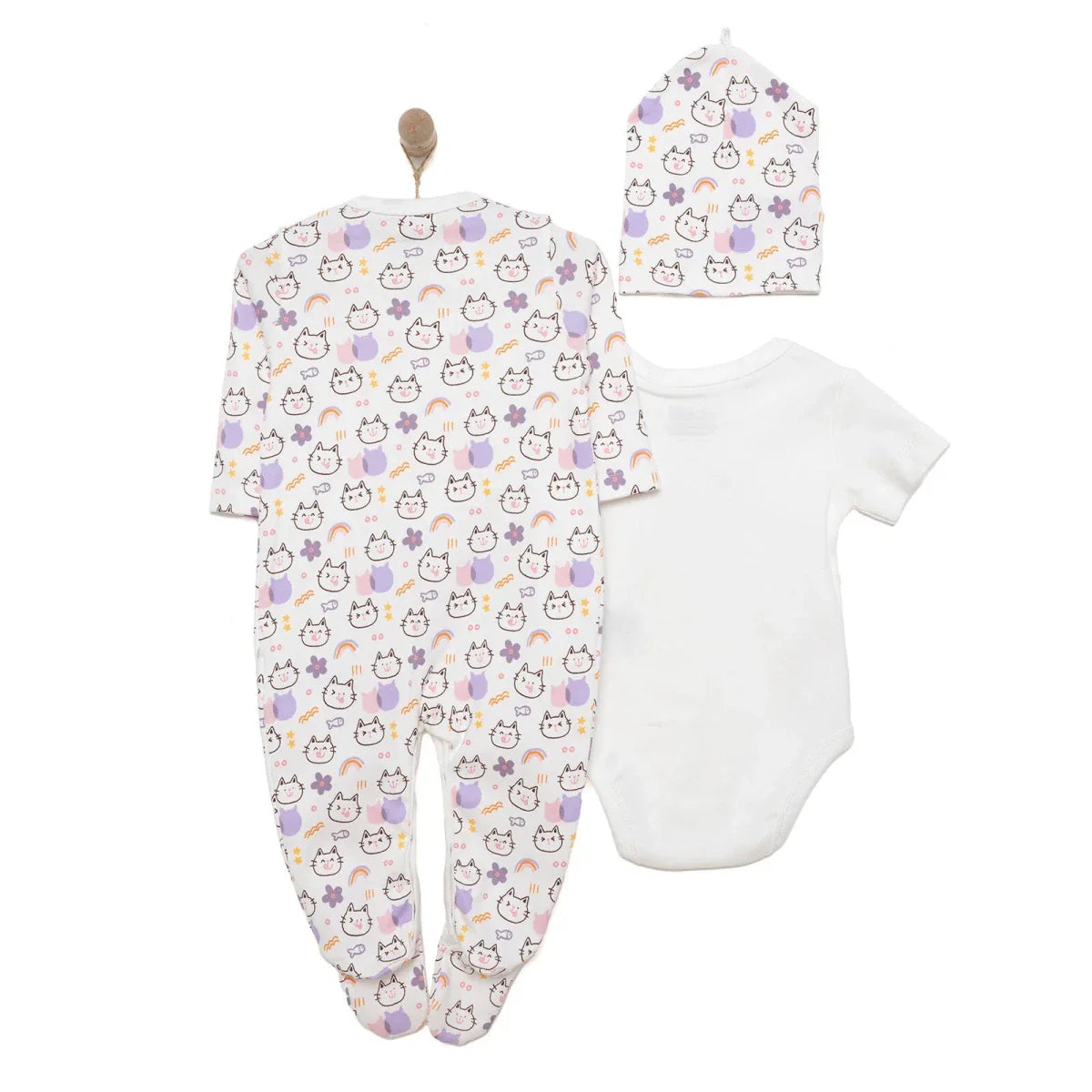 Baby Girl Sleepsuit Bodysuit & Hat Set - Ecru