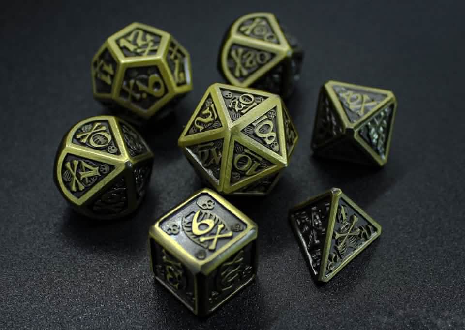 Boneshadow | Solid Metal Dice | 7 Piece Set