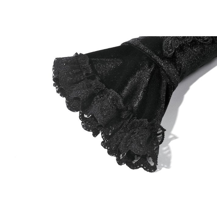 Dark in Love Lillian Victorian Lace Arm Warmers – Black Velvet Gothic