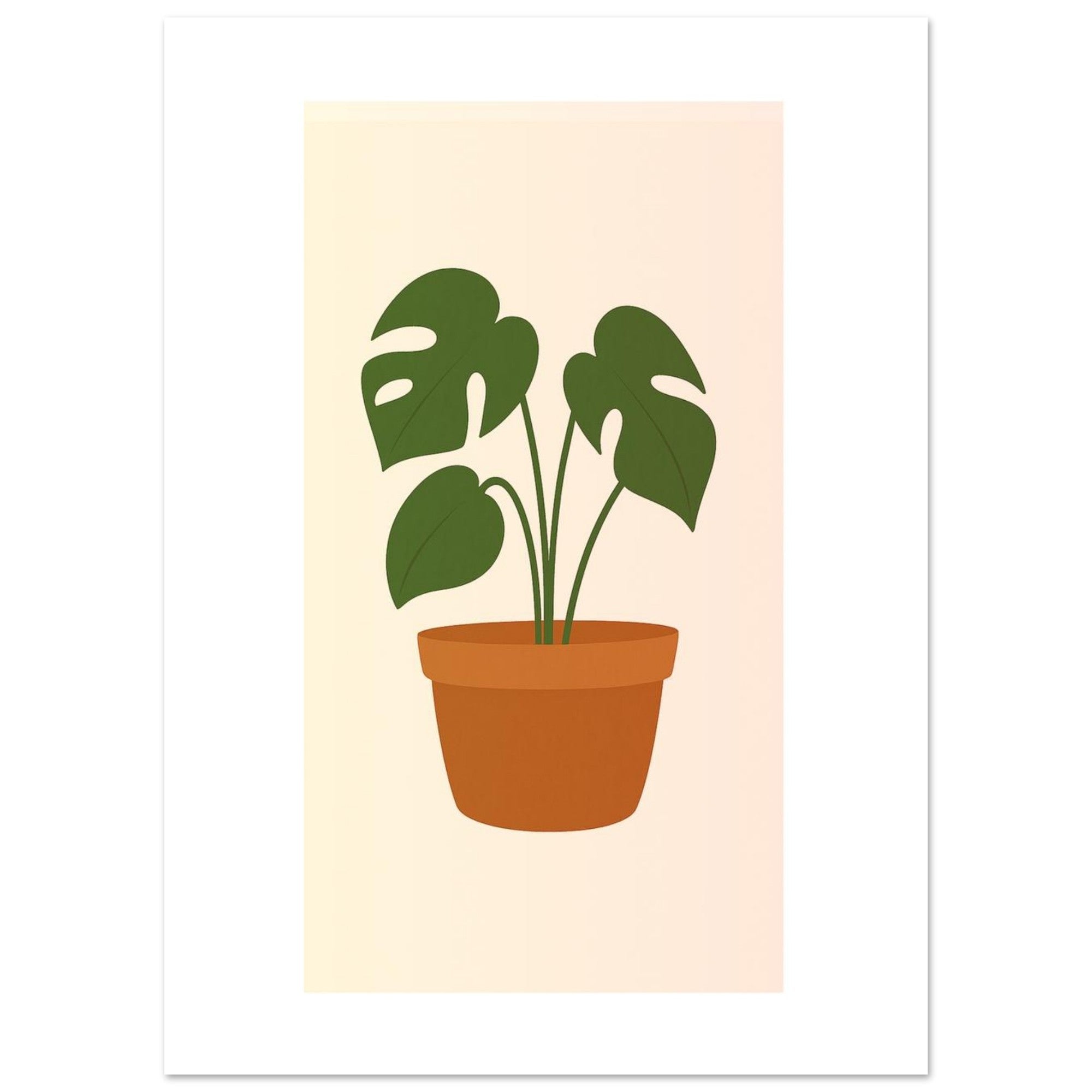 Minimalist Monstera Plant Print – Boho Botanical Wall Art