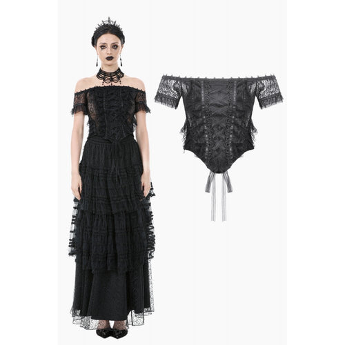 Dark in Love Ophelia Gothic Top – Black Lace Off-Shoulder Corset Style