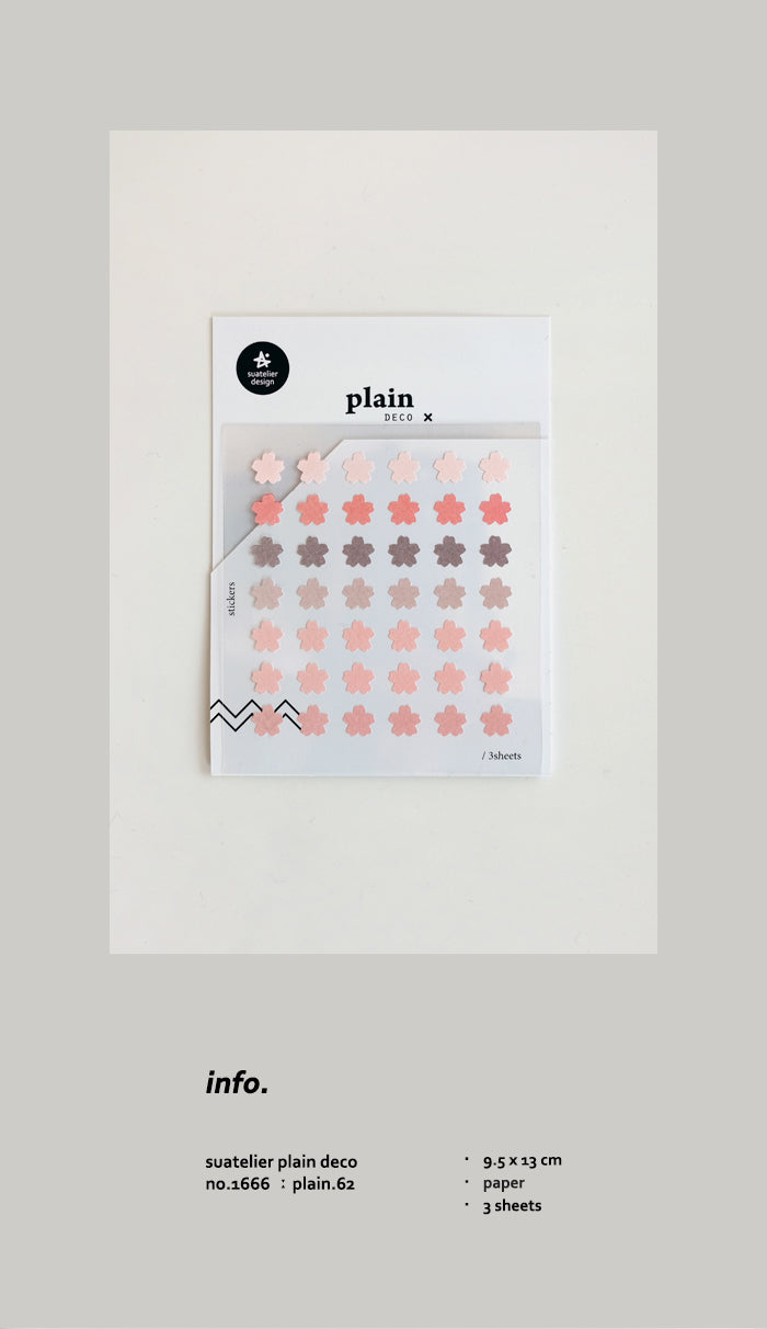 Suatelier Plain 62 Decorative Journaling Sticker Sheets - 3 Pack