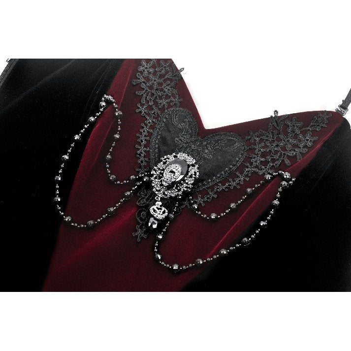 Dark in Love Morrigan Velvet & Lace Goth Top – Wine Red & Black