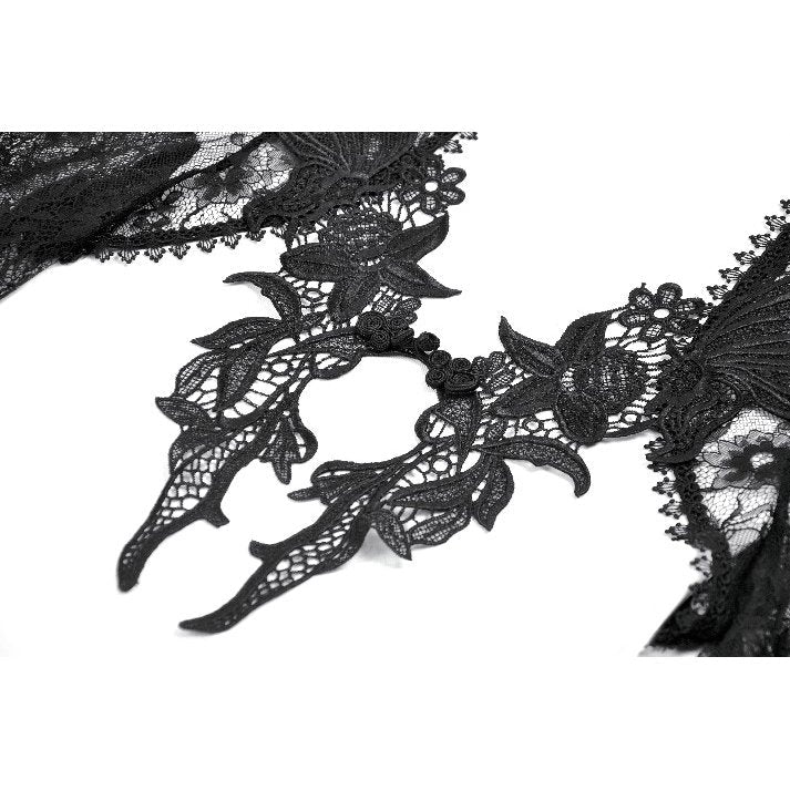 Dark In Love Gothic Lace Bell Sleeve Cape – Dragon Embroidery