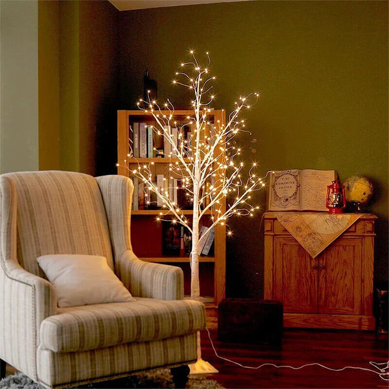 EAMBRITE 6FT Pre-Lit White Birch Tree | 288 Warm White LED Lights