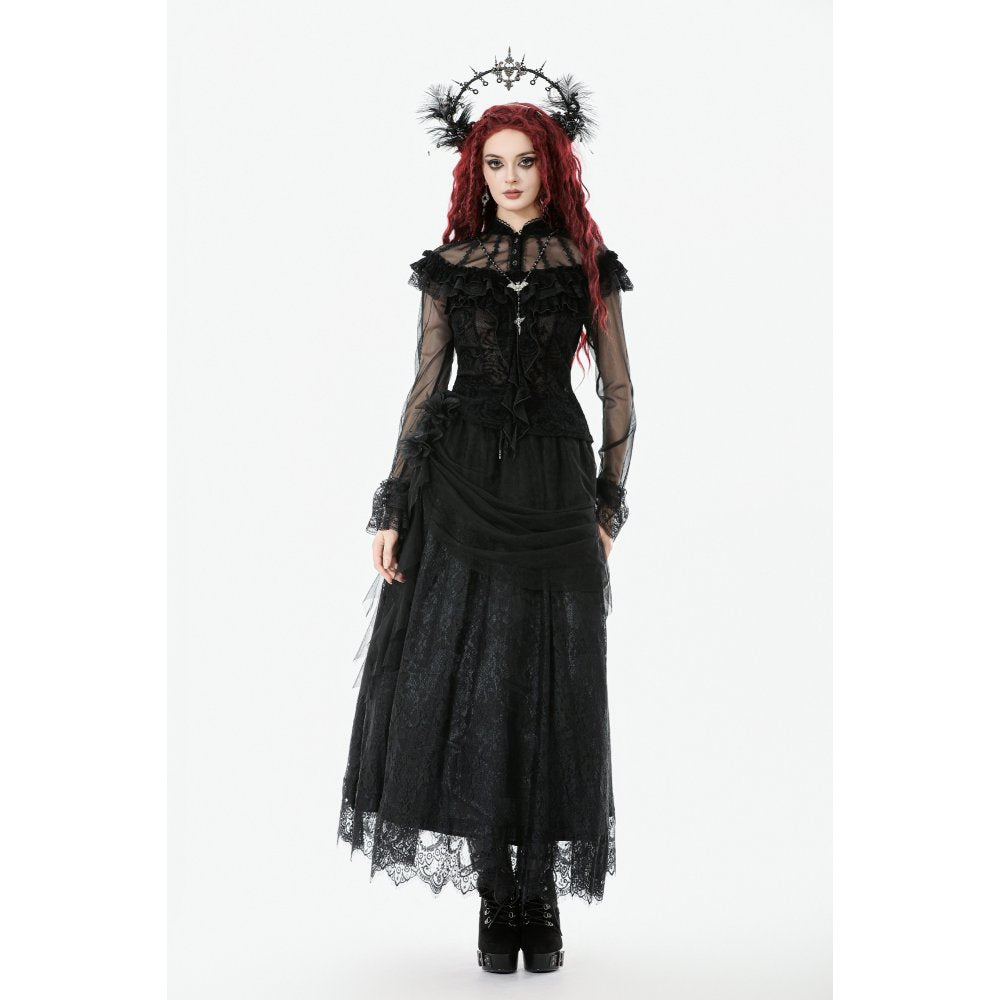 Dark in Love Seraphina Gothic Blouse – Victorian Ruffle Sheer Top
