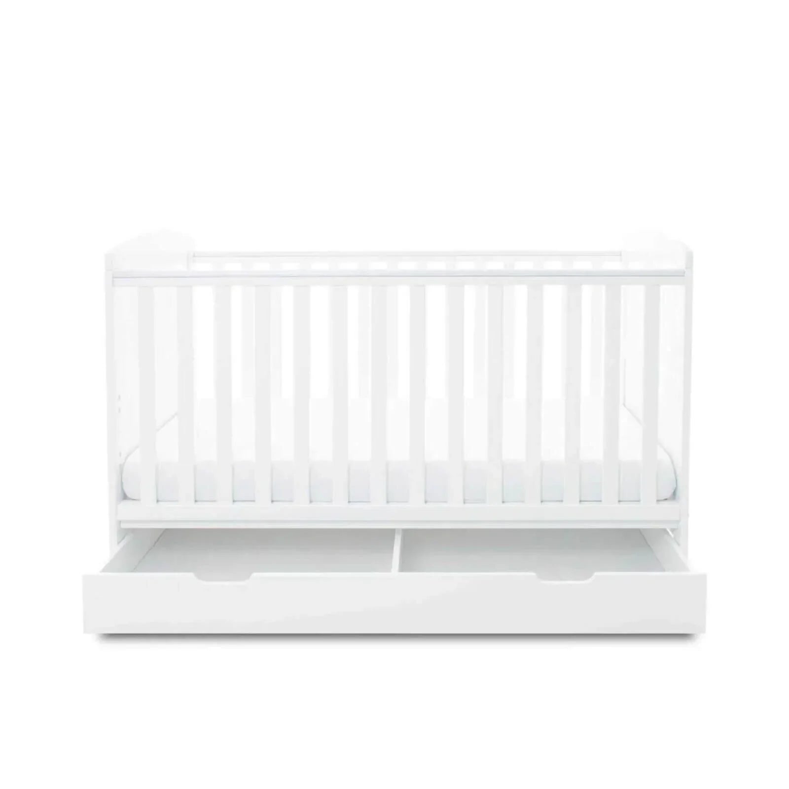 Ickle Bubba Coleby Classic Cot Bed & Under Drawer White - Fibre Mattress