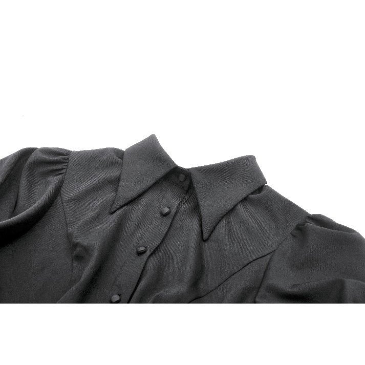 Dark in Love Viktoria Gothic Blouse – Black Lace Ruffle Victorian Top